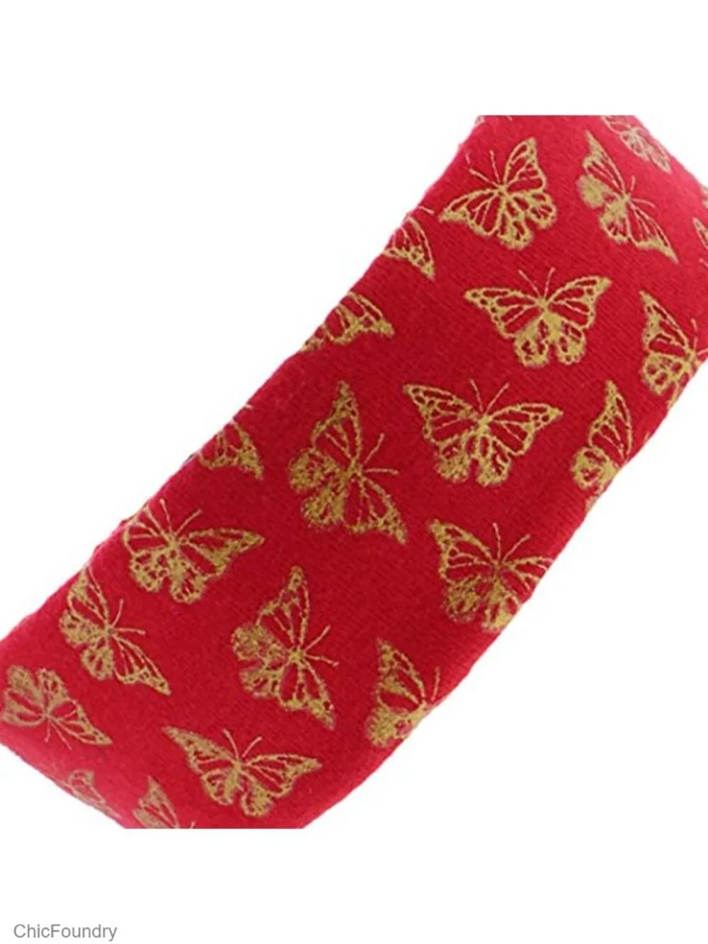 Canvas Butterfly Print Metal Headband with Rubber Teeth